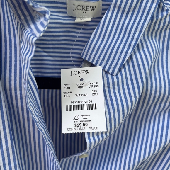 J.Crew Factory Sleeveless signature fit shirt in banker stripe, NWT - Picture 2 of 3